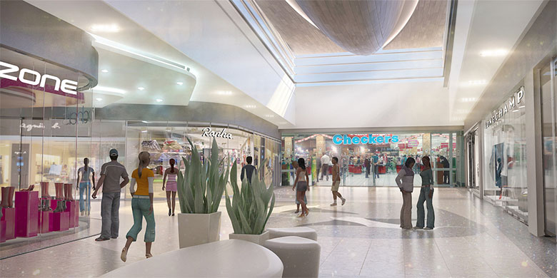 Artists impression of The Whale Coast Mall interior in Hermanus